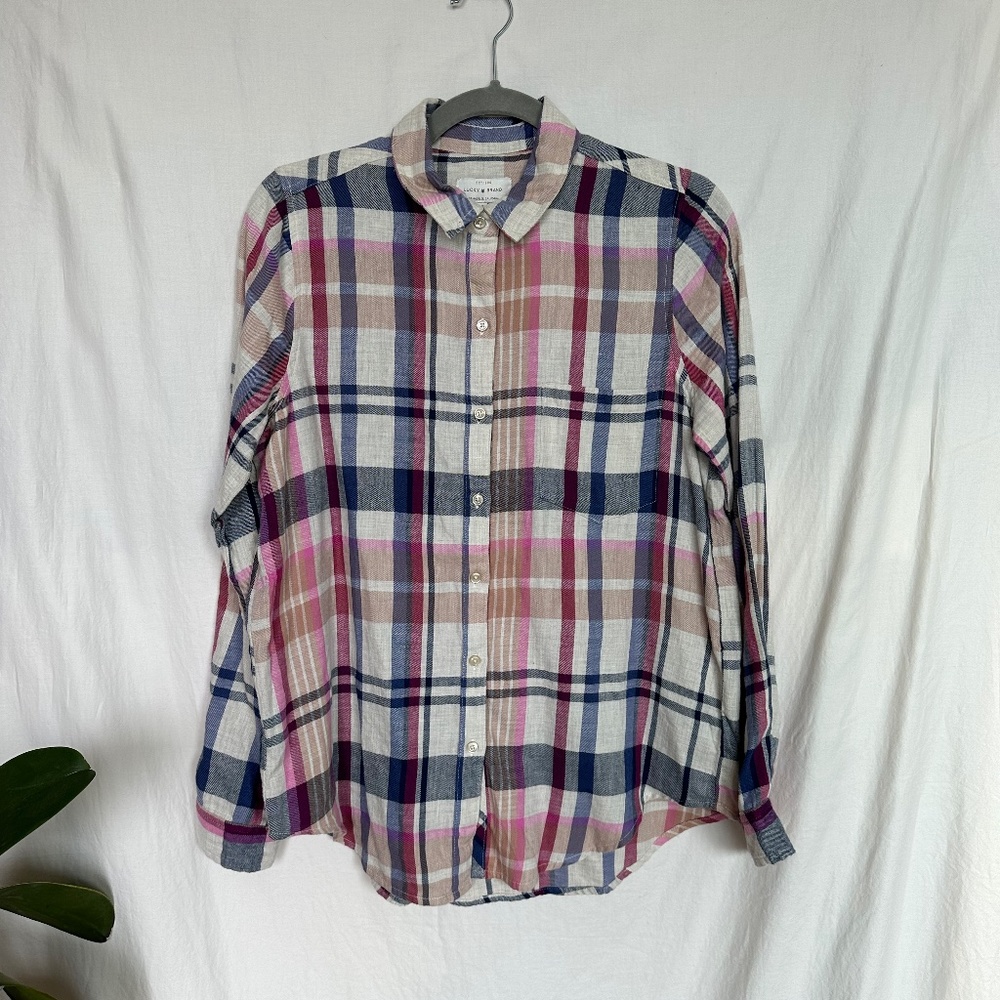 LUCKY BRAND - Pink and Blue Flannel - Women's Size SMALL